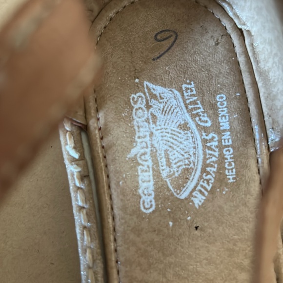 Mexican Mary Jane Huaraches Natural leather Womens Sz 9 - Picture 8 of 8